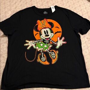 Disney Black and Orange Minnie Mouse Halloween Tee women